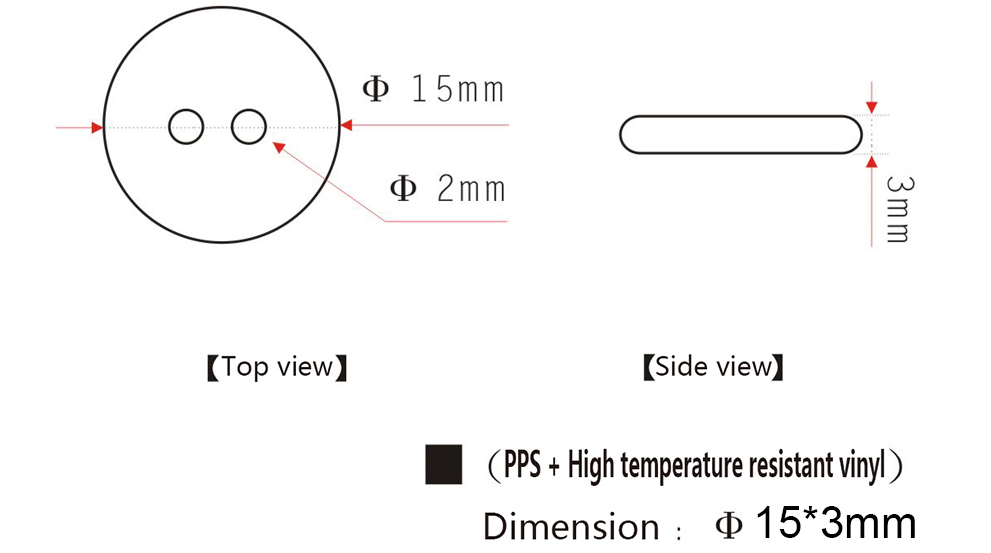 Dimension de l'étiquette RFID PPS de 15 mm